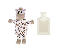 Rubber Hot Water Bottle with Cute Stuffed Zebra, Cow, Pig Cover 1 Liters