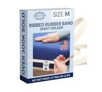 RUBBER HUGGER Bed Sheets Holder Band, Queen Size Mattress, Sheet Holder for Corners, Elastic Bedding Holder Band to Hold Sheets on The Bed, 1 Strap for Adjustable Mattresses Included, Medium Size