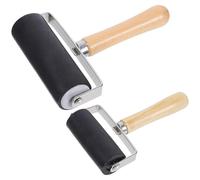 Rubber Ink Roller 2pcs for Printmaking with Wooden Handle | Smooth Surface, Efficient Ink Application, Sharp Prints, for Artists, DIY Makers, Classrooms and Gel Plates