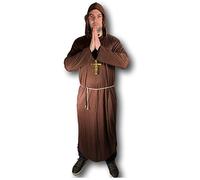 Rubber Johnnies Monk COSTUME, Including Gold Crucifix, Friar Tuck, Priest, Brother, Fancy Dress, One Size to 48" Chest