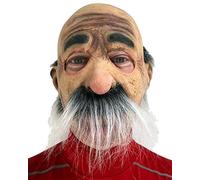 Rubber Johnnies , OLD MAN MASK, Wizard, White Beard, Old Git, Old Man MASK, Adult, One Size, Bald Man, Realistic Grandpa, Burning Man, Halloween MASKS, Creepy
