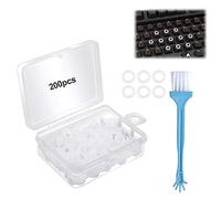 Rubber Keyboard Dampers, Rubber Ring Seal, 200 Pieces, Universal O-Ring Switch Damper, Keyboard Damper, Cleaning Brush for Cherry MX Switch and Mechanical Keyboard