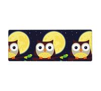 Rubber Keyboard pad 12x31.5in WHJDPP Owl and Yellow Moon Pattern Soft and Thick to Protect The Desktop for Office Computer Study