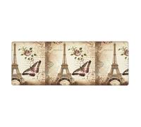 Rubber Keyboard pad 12x31.5in WHJDPP Vintage Paris Eiffel Tower Butterfly Pattern Soft and Thick to Protect The Desktop for Office Computer Study