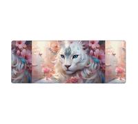 Rubber Keyboard pad 12x31.5in WHJSHOP Cheetah in Persian Flower Printed Soft and Thick to Protect The Desktop for Office Computer Study