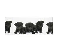 Rubber Keyboard pad 12x31.5in WHJSHOP Cute Black Pug Prints Soft and Thick to Protect The Desktop for Office Computer Study
