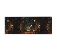 Rubber Keyboard pad 12x31.5in WHJSHOP Dark Forest Lights Printed Soft and Thick to Protect The Desktop for Office Computer Study