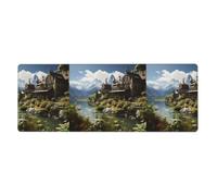 Rubber Keyboard pad 12x31.5in WHJSHOP Fairytale Town Printed Soft and Thick to Protect The Desktop for Office Computer Study