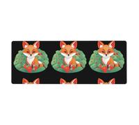 Rubber Keyboard pad 12x31.5in WHJSHOP Fox in The Strawberry Field Printed Soft and Thick to Protect The Desktop for Office Computer Study