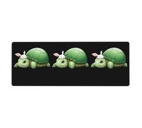 Rubber Keyboard pad 12x31.5in WHJSHOP Friendly Little Turtle and Rabbit Printed Soft and Thick to Protect The Desktop for Office Computer Study