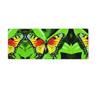Rubber Keyboard pad 12x31.5in WHJSHOP Green Leaf Colorful Butterfly Printed Soft and Thick to Protect The Desktop for Office Computer Study