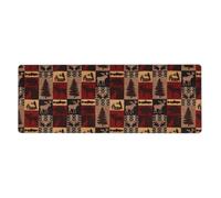 Rubber Keyboard pad 12x31.5in WHJSHOP Lodge Bear Deer Fish Prints Soft and Thick to Protect The Desktop for Office Computer Study