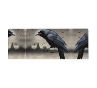 Rubber Keyboard pad 12x31.5in WHJSHOP Night Crow Printed Soft and Thick to Protect The Desktop for Office Computer Study