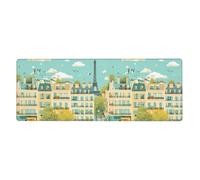 Rubber Keyboard pad 12x31.5in WHJSHOP Paris Street Scene Eiffel Tower Printed Soft and Thick to Protect The Desktop for Office Computer Study