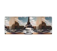 Rubber Keyboard pad 12x31.5in WHJSHOP Parisian Coffee Eiffel Tower Printed Soft and Thick to Protect The Desktop for Office Computer Study