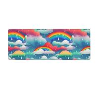 Rubber Keyboard pad 12x31.5in WHJSHOP Rainbow Clouds Raindrop Printed Soft and Thick to Protect The Desktop for Office Computer Study