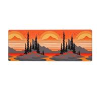 Rubber Keyboard pad 12x31.5in WHJSHOP Tree Hills and Rivers Printed Soft and Thick to Protect The Desktop for Office Computer Study