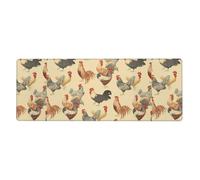 Rubber Keyboard pad 12x31.5in YUGTAEE Animal Art Chicken Painting Printing Soft and Thick to Protect The Desktop for Office Computer Study