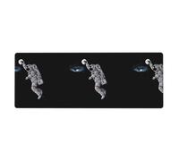 Rubber Keyboard pad 12x31.5in YUGTAEE Astronaut Space Basketball Printing Soft and Thick to Protect The Desktop for Office Computer Study