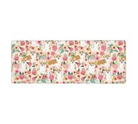 Rubber Keyboard pad 12x31.5in YUGTAEE Corgi Floral Flowers Printing Soft and Thick to Protect The Desktop for Office Computer Study