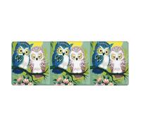 Rubber Keyboard pad 12x31.5in YUGTAEE Couple Owl Perch Tree Printing Soft and Thick to Protect The Desktop for Office Computer Study