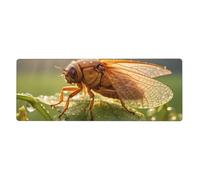 Rubber Keyboard pad 12x31.5in YUGTAEE Dewdrop Cicada Printing Soft and Thick to Protect The Desktop for Office Computer Study