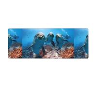 Rubber Keyboard pad 12x31.5in YUGTAEE Funny Dolphin Looking at You Printing Soft and Thick to Protect The Desktop for Office Computer Study