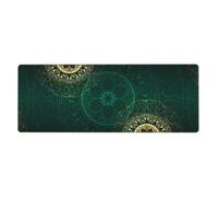Rubber Keyboard pad 12x31.5in YUGTAEE Green Vintage Floral Printing Soft and Thick to Protect The Desktop for Office Computer Study