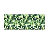 Rubber Keyboard pad 12x31.5in YUGTAEE Palm Tree Green Leaves Printing Soft and Thick to Protect The Desktop for Office Computer Study