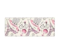 Rubber Keyboard pad 12x31.5in YUGTAEE Paris Eiffel Tower Flower Printing Soft and Thick to Protect The Desktop for Office Computer Study