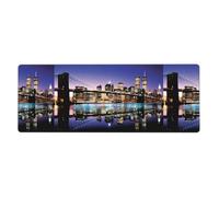 Rubber Keyboard pad 12x31.5in YYHHAOFA Brooklyn Bridge at Night Picture Soft and Thick to Protect The Desktop for Office Computer Study
