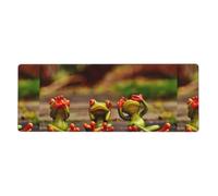 Rubber Keyboard pad 12x31.5in YYHHAOFA Funny Green Frogs Picture Soft and Thick to Protect The Desktop for Office Computer Study