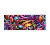 Rubber Keyboard pad 12x31.5in YYHHAOFA Graffiti Hip hop Picture Soft and Thick to Protect The Desktop for Office Computer Study