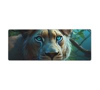 Rubber Keyboard pad 12x31.5in YYHHAOFA Lioness with Blue Green Eyes Picture Soft and Thick to Protect The Desktop for Office Computer Study