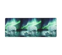 Rubber Keyboard pad 12x31.5in YYHHAOFA Northern Lights Bear Picture Soft and Thick to Protect The Desktop for Office Computer Study