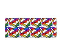Rubber Keyboard pad 12x31.5in YYHHAOFA Rainbow Colored Gay Pride Hearts Picture Soft and Thick to Protect The Desktop for Office Computer Study