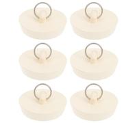 Rubber Kitchen Sink Stopper Plug 25-28mm 1 Inch 6pcs White Drain Seal | Hanging Ring Design, Suitable for Wash Basins and Tubs, Supports Laundry Soaking, Small Pools, Landlords, Homeowners
