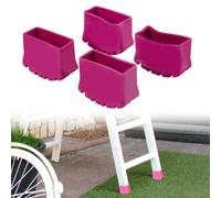 Rubber Ladder Feet Covers, 4Pcs Rose Red Anti-Slip Pads Quiet Vibration Damping Grip Protectors for Chairs Tables Hardwood Floors Home Office