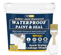 Rubber Liquid Waterproof Sealant, TUFINEIN Quick Drying Multi Surface Foundation Leak Repair - Roof Gutters Basement Sealer Waterproof - Indoor & Outdoor Flexible Rubber Paint (White, 1.5 KG)