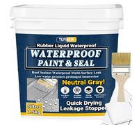 Rubber Liquid Waterproof Sealant, TUFINEIN Quick Drying Multi Surface Foundation Leak Repair - Roof Gutters Basement Sealer Waterproof - Indoor & Outdoor Flexible Rubber Paint (Neutral Gray, 1.5 KG)