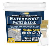 Rubber Liquid Waterproof Sealant, TUFINEIN Quick Drying Multi Surface Foundation Leak Repair - Roof Gutters Basement Sealer Waterproof - Indoor & Outdoor Flexible Rubber Paint (Neutral Gray, 5 KG)