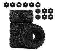 Rubber Monster Tires 4PCS 12-17mm For ARRMA BigRock 1/10 RC Car | Upgrade your RC car with high-grip monster tires, multi-hex fit, and easy for bolt-on installation Repair