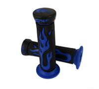 Rubber Motorcycle Handle Grips with Flame Design, Soft Non Slip for Enhanced Control and Comfort, Fits 7/8 inch Left and 1 inch Right Handlebars on Various Models and ATVs (Blue-Black)