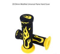 Rubber Motorcycle Handle Grips with Flame Design, Soft Non Slip for Enhanced Control and Comfort, Fits 7/8 inch Left and 1 inch Right Handlebars on Various Models and ATVs (Yellow-Black)