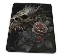 Rubber Mouse Mat Dragon Skull Roses Art Gothic Gloomy Dark 25X30Cm, Mouse Pad Professional Desk Pad For Computer Typing Office