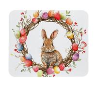 Rubber Mouse Pad Anti-Slip Rubber Cute Custom Pattern Easter Wreath and Rabbit Gaming Mousepad Keyboard Pad 25x30cm for PC,Studying,Game