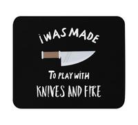 Rubber Mouse Pad, Funny Kitchen Cook Culinary Saying Play Knives and Fires Cool Cooking Mousepads Premium Desk Mats 25X30cm for Gamer Studying Typing
