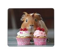 Rubber Mouse Pad, Guinea Pigs and Cupcakes Print Mouse Mat Premium Desk Mats 25X30cm for Work Studying Laptop