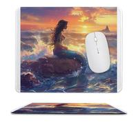 Rubber Mouse Pad Mer-Maid on The Reef at Sunset Gaming Mousepad Keyboard Pad 25x30cm for Gamer,Laptop,Office