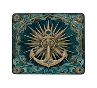 Rubber Mouse Pad, Nautical Anchors Teal Ocean Waves Mouse Mat Durable Keyboard Pad 25X30cm for Office Home PC